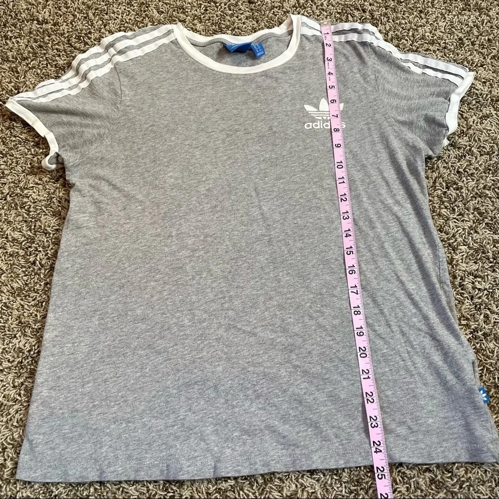 Adidas Classics 3-Stripes Tee Heather Gray Grey Small Cotton Tee Short Sleeve - Picture 8 of 11